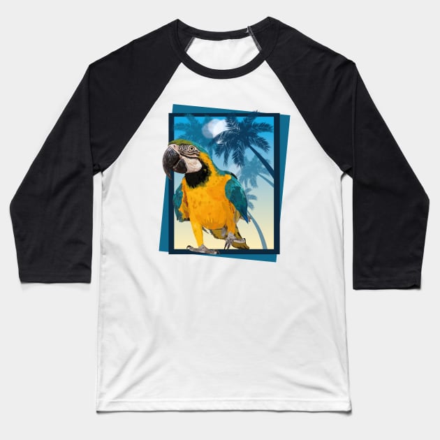 Blue and yellow macaw Baseball T-Shirt by obscurite